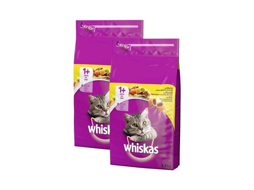 [90240132 1407428] Whiskas Trockenfutter Adult Huhn, 2 x 3.8 kg