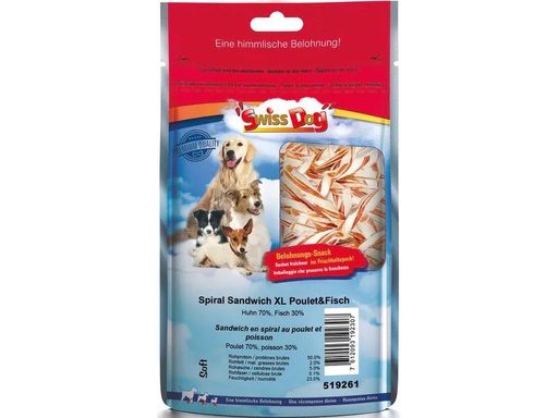 [90240417 1384692] SwissDog Leckerli Spiral Sandwich XL Chicken &amp; Fish 400 g