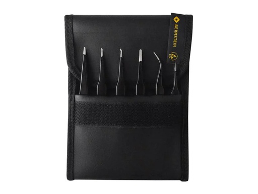 [90041231 1132767] Bernstein Werkzeuge Pinzetten-Set ESD SMD, 6-teilig 110 mm/120 mm/130 mm