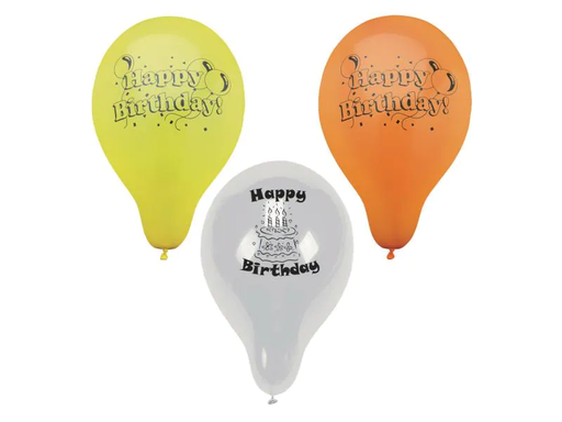 [90041391 731897] Papstar Luftballon Happy Birthday Mehrfarbig, 10 Stück