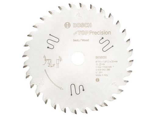 [90241394 1338648] Bosch Professional Kreissägeblatt Best for Wood, 165 x 20 x 1.8 mm, Z 32
