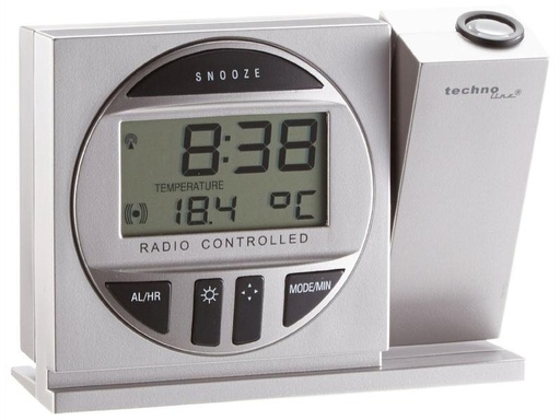 [90242768 1411569] Technoline Funkwecker WT590 mit Projektion, Silber