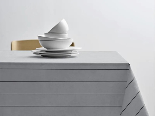 [90242913 1415014] Södahl Tischdecke Line 140 cm x 320 cm, Dunkelgrau/Hellgrau