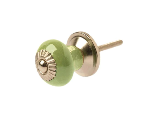[90041847 1176525] Tranquillo Möbelgriff handgemacht, Ø 2.7 cm, Hellgrün/Silber