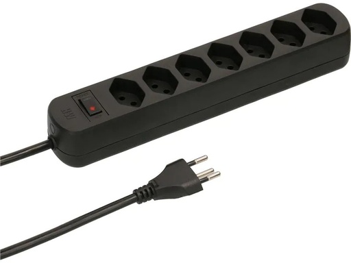 [90042128 1154749] Max Hauri Steckdosenleiste Basic Line 7x T13 Reset Schalter, Schwarz
