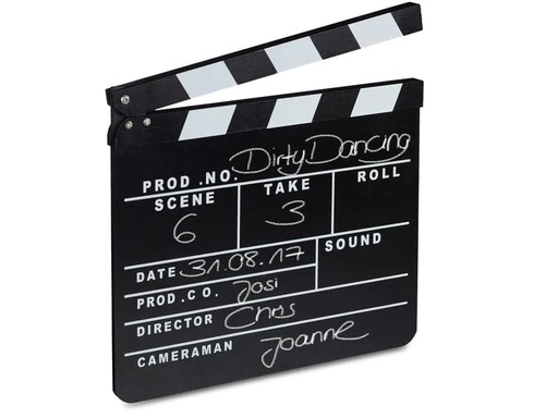 [90243822 1414825] relaxdays Partyaccessoire Filmklappe 26 x 30 cm, Schwarz