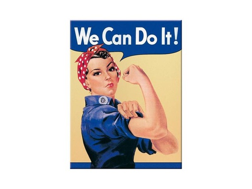 [90244175 1389991] Nostalgic Art Haftmagnet We can do it! 1 Stück, Beige/Blau/Weiss