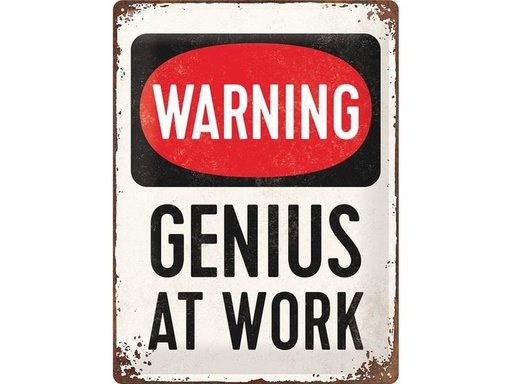 [90244202 1390079] Nostalgic Art Schild Genius at Work 30 x 40 cm, Metall