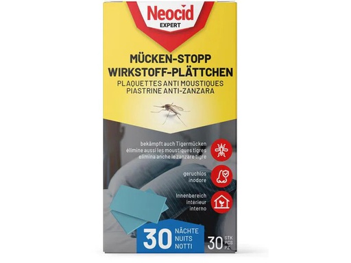 [90244232 1422088] Neocid Expert Mückenstecker Mücken-Stopp Wirkstoff-Plättchen, 30 Stück