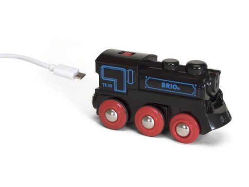 [90042211 420542] BRIO Eisenbahn Schwarze Akku-Lok mit Mini-USB