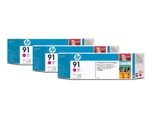 [90042241 887615] HP Tinte Nr. 91 (C9484A) Magenta (3er-Pack)