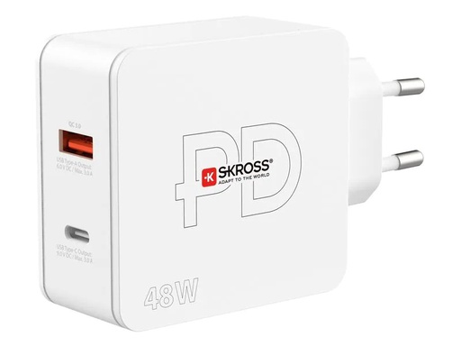 [90244302 1374776] SKROSS USB-Wandladegerät Multipower 2 Pro+, Euro, 48 W, Weiss