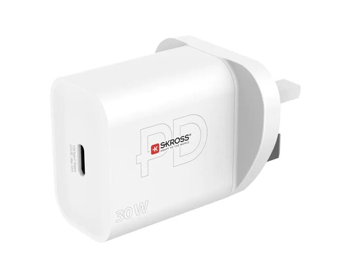 [90244306 1374784] SKROSS USB-Wandladegerät USB-C Power Delivery, UK, 30 W, Weiss