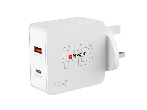 [90244310 1374777] SKROSS USB-Wandladegerät Multipower 2 Pro+, UK, 48 W, Weiss