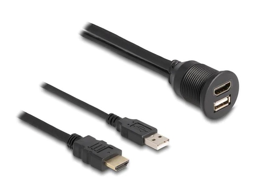 [90244468 1422708] Delock USB 2.0-Verlängerungskabel HDMI/USB A - HDMI/USB A 1 m