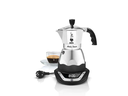 Bialetti Espressokocher Moka Timer 3 Tassen, Schwarz/Silber