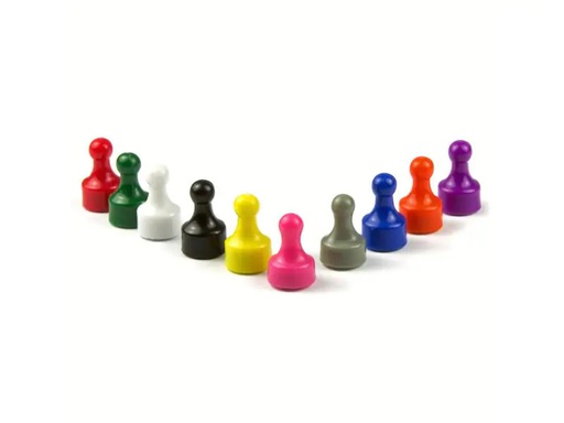 [90042323 126209] supermagnete Haftmagnet Player Neodym 10 x 12 mm Mehrfarbig, 10 Stück