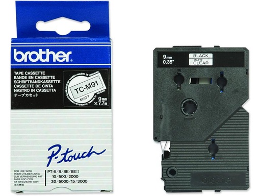 [90244932 1407713] Brother Beschriftungsband TC-M91 Schwarz auf Transparent