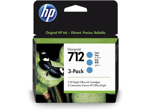 [90042446 1107817] HP Tinte Nr. 712 (3ED77A) Cyan (3er-Pack)