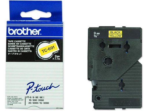 [90245020 1407717] Brother Beschriftungsband TC-691 Schwarz auf Gelb