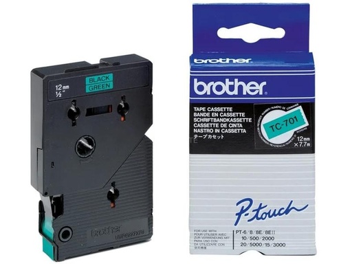 [90245022 1407736] Brother Beschriftungsband TC-701 Schwarz auf Grün