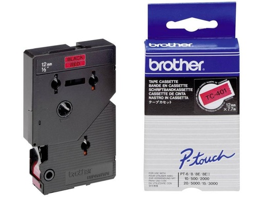 [90245075 1407712] Brother Beschriftungsband TC-401 Schwarz auf Rot
