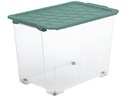 Rotho Aufbewahrungsbox Evo Safe 65 l, Grün/Transparent