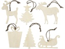 Creativ Company Deko Weihnachtsanhänger aus Sperrholz 7 - 9 cm, 6 Stück