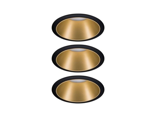 [90245961 1420477] Paulmann Einbauspot Cole Coin 3-Stepdim Set, 18W, 2700K, Schwarz/Gold