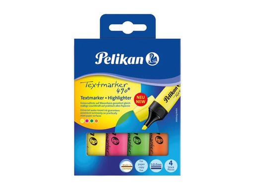[90042790 1000443] Pelikan Textmarker 490 Mehrfarbig, 4 Stück
