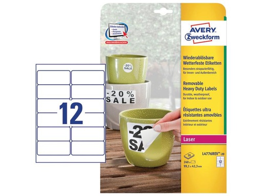 [90246855 1399708] Avery Zweckform Universal-Etiketten 99.1 x 42.3 mm, 20 Blatt