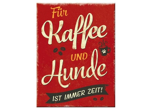[90246886 1425549] Nostalgic Art Haftmagnet Kaffee und Hunde 1 Stück, Rot/Weiss