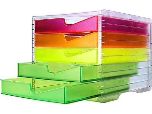 [90246946 1392263] Styro Schubladenbox NeonLine 5 Schubladen, Transparent