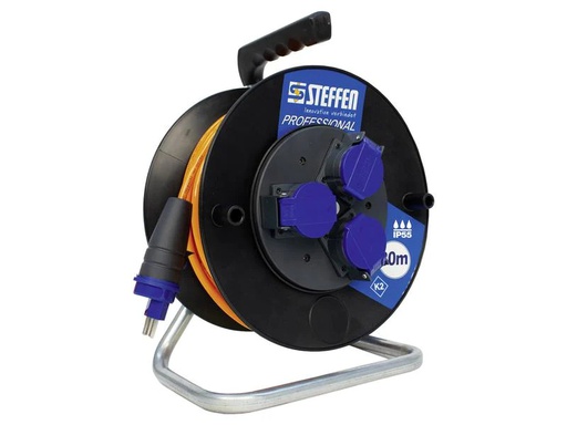 [90246979 1419902] STEFFEN Kabelrolle Professional 30 m 3x T23, IP55, Schwarz