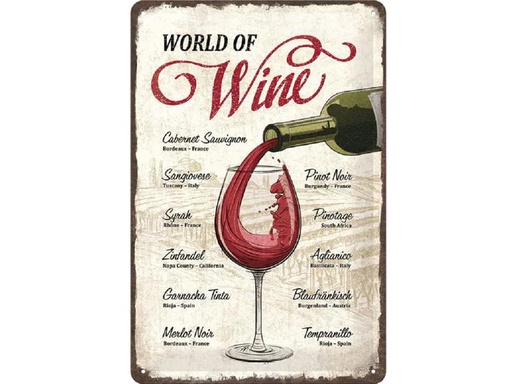 [90247066 1425528] Nostalgic Art Schild World of Wine 20 x 30 cm, Metall