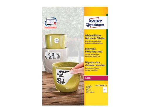 [90247485 1399715] Avery Zweckform Universal-Etiketten 105 x 148 mm, 20 Blatt