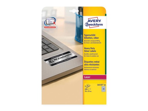[90247619 1399725] Avery Zweckform Typenschild-Etiketten 70 x 37 mm, 20 Blatt