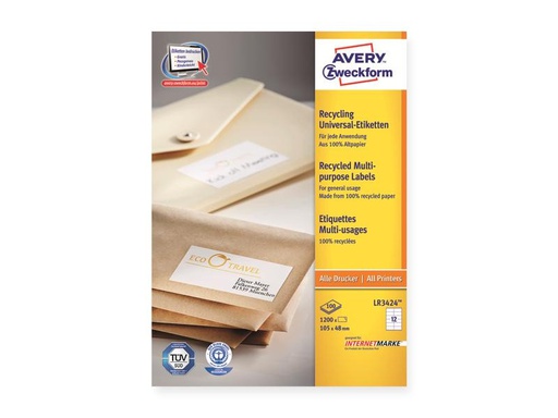 [90247710 1399721] Avery Zweckform Universal-Etiketten LR3424 105 x 48 mm, 100 Blatt