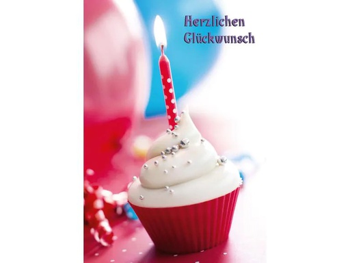 [90247713 1408448] Natur Verlag Geburtstagskarte Törtchen mit Kerze 17.5 x 12.2 cm