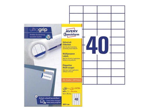 [90247733 1399724] Avery Zweckform Universal-Etiketten 3651 52.5 x 29.7 mm, 220 Blatt