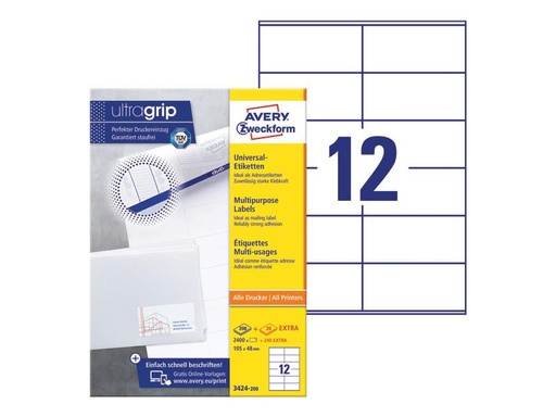 [90247779 1399720] Avery Zweckform Universal-Etiketten 3424 105 x 48 mm, 220 Blatt