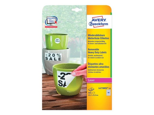 [90247888 1399710] Avery Zweckform Universal-Etiketten 45.7 x 21.2 mm, 20 Blatt