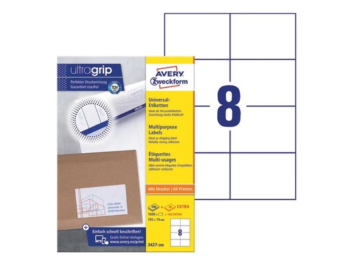 [90247957 1399702] Avery Zweckform Universal-Etiketten 3427 105 x 74 mm, 220 Blatt