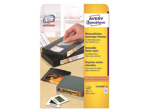 [90247995 1399696] Avery Zweckform Speichermedien-Etiketten 147.3 x 20 mm, 25 Blatt