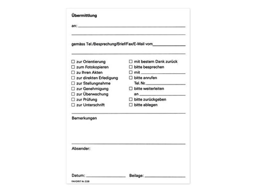 [90248172 1392156] Favorit Durchschreibeblock A6 Übermittlungen, 60 Blatt