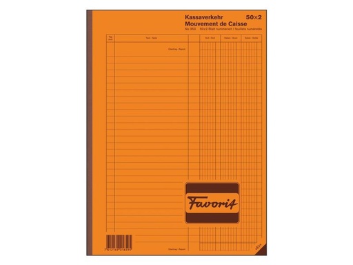 [90248194 1392151] Favorit Durchschreibebuch A4 Kassaverkehr, 50 x 2 Blatt