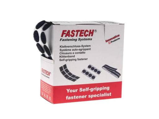 [90043292 906360] FASTECH Klettpunkte Box 20 mm x 5 m selbstklebend, Schwarz