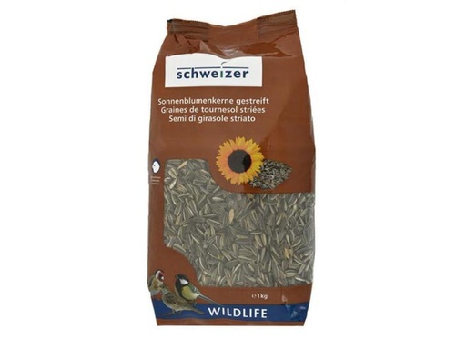[90043413 676818] Eric Schweizer Wintervogelfutter Sonnenblumenkerne gestreift, 1 kg