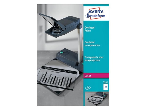 [90248933 1399689] Avery Zweckform Overheadfolie OHP-Folien Laser A4, 100 Stück, Schwarz