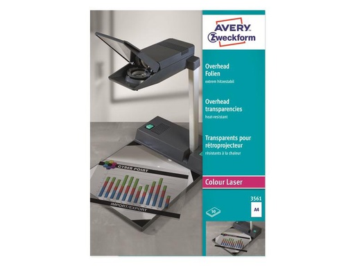 [90249017 1399698] Avery Zweckform Overheadfolie A4, 50 Stück, Transparent